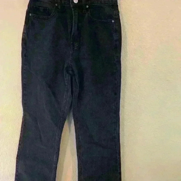 Pacsun black frayed edge high rise straight jeans size 24 grunge moto concert - Picture 1 of 10